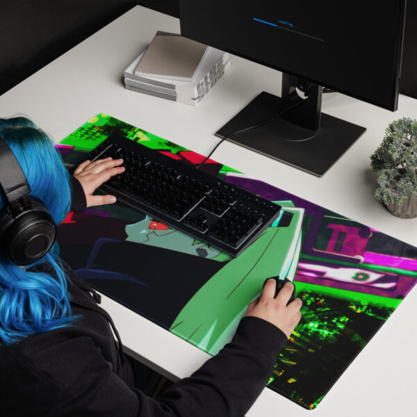 cyberpunk edgerunner rebecca gaming mouse pad, gaming mouse pad white 36x18 front 65a82d5b7709d.jpg